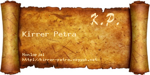 Kirrer Petra névjegykártya